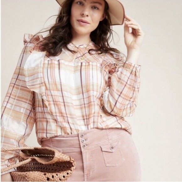 ANTHROPOLOGIE CURRENT AIR Ruffle Blouse Size S - Picture 2 of 8
